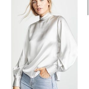 Vince mock neck silk blouse